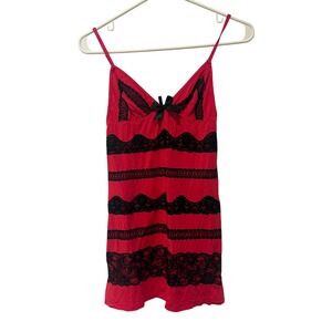 Victoria's Secret Pink Y2K Babydoll Lingerie Black Tank Lace Bow Sleepwear Small